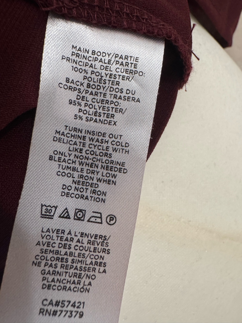 Ann Taylor Deep Burgundy Pearl-Button Ruffle Sleeve Blouse - Size Small - Picture 9 of 9
